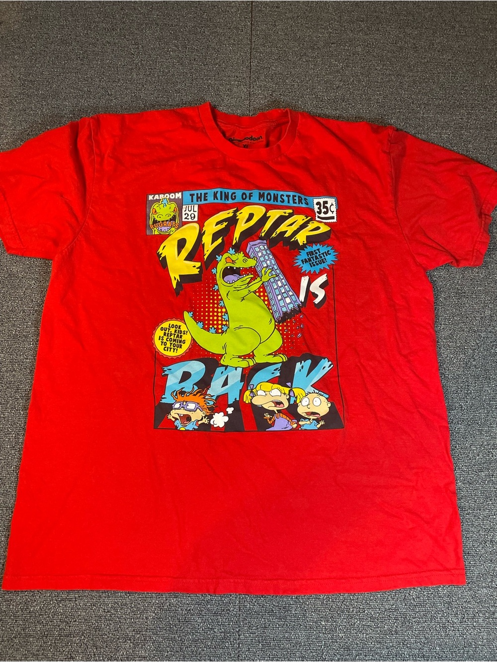 Nickelodeon Rugrats "Reptar Is Back" Comic Graphic T-Shirt; XL
